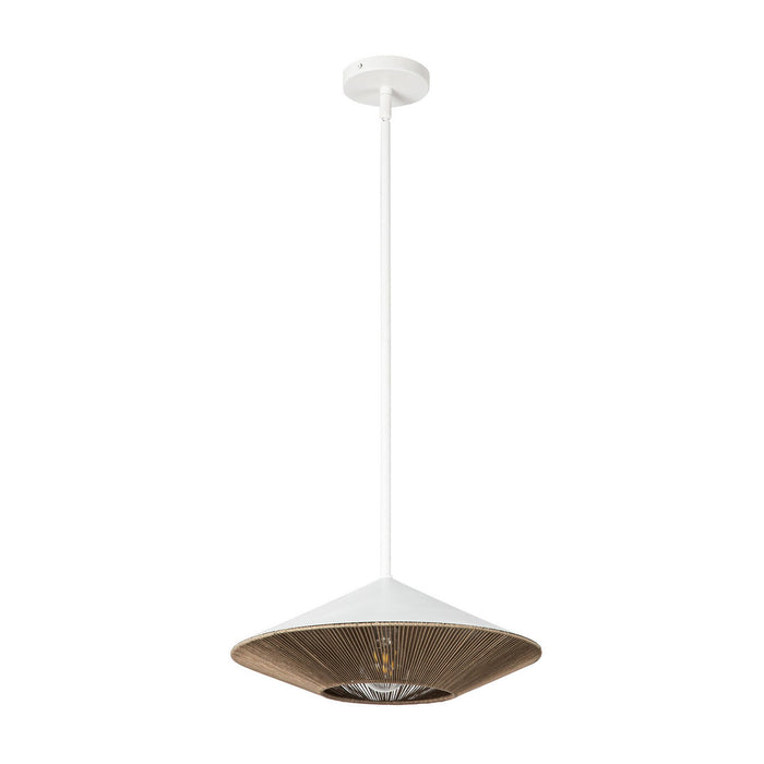 Alora PD633215WHBR One Light Pendant, White/Brown Cotton Rope
