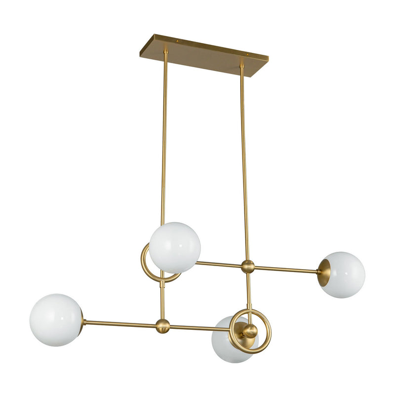 Alora CH407342BGGO Four Light Chandelier, Brushed Gold/Glossy Opal Glass