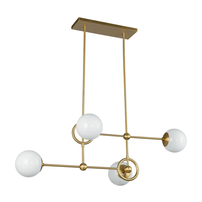 Alora CH407342BGGO Four Light Chandelier, Brushed Gold/Glossy Opal Glass