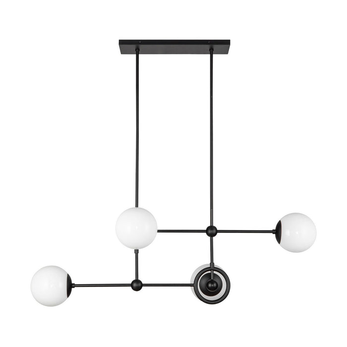 Alora CH407342MBGO Four Light Chandelier, Matte Black/Glossy Opal Glass