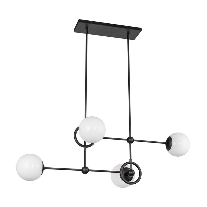 Alora CH407342MBGO Four Light Chandelier, Matte Black/Glossy Opal Glass