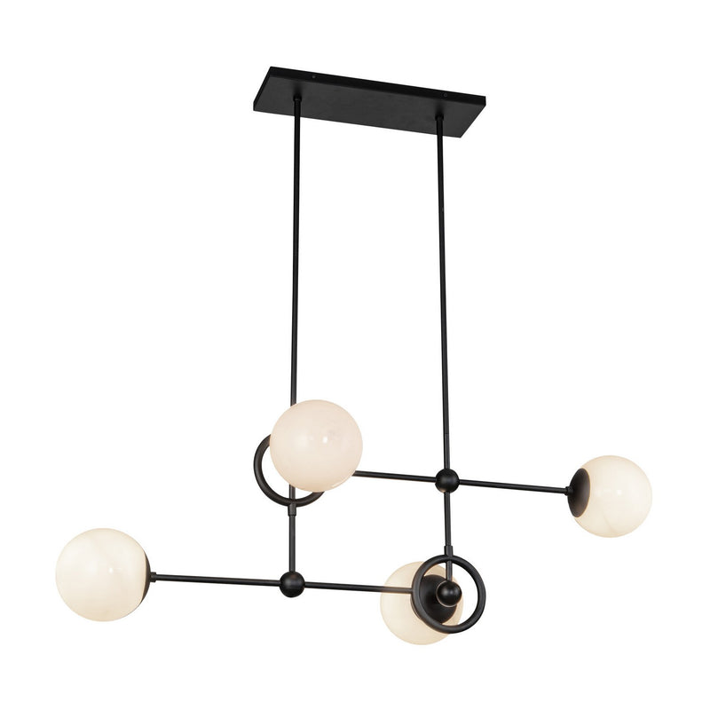 Alora CH407342MBGO Four Light Chandelier, Matte Black/Glossy Opal Glass