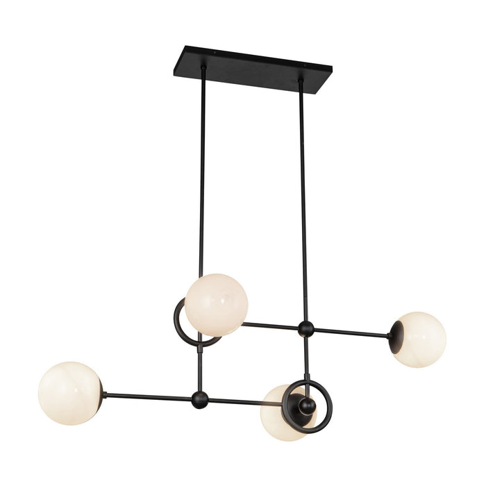 Alora CH407342MBGO Four Light Chandelier, Matte Black/Glossy Opal Glass