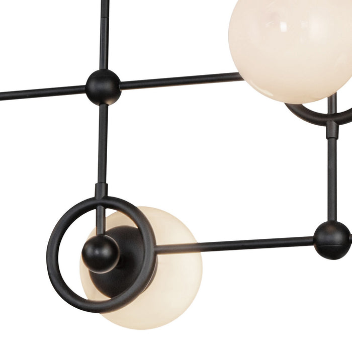 Alora CH407342MBGO Four Light Chandelier, Matte Black/Glossy Opal Glass
