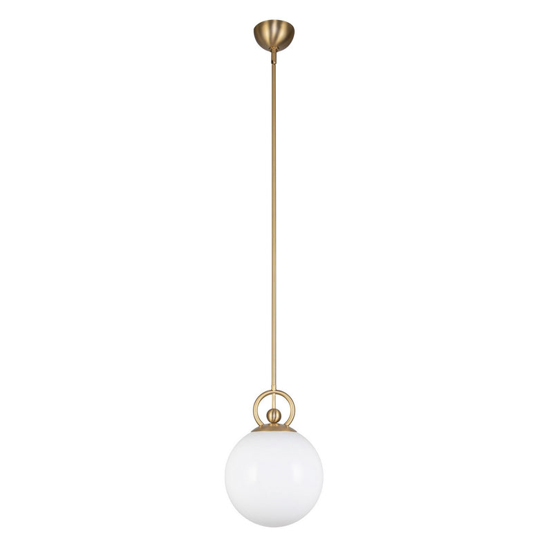 Alora PD407910BGGO One Light Pendant, Brushed Gold/Glossy Opal Glass