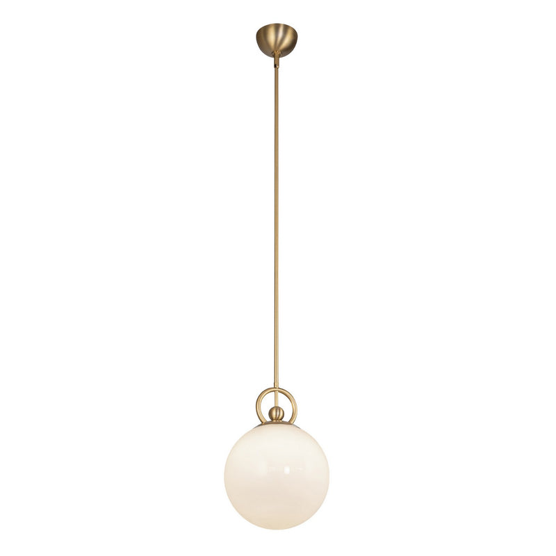 Alora PD407910BGGO One Light Pendant, Brushed Gold/Glossy Opal Glass