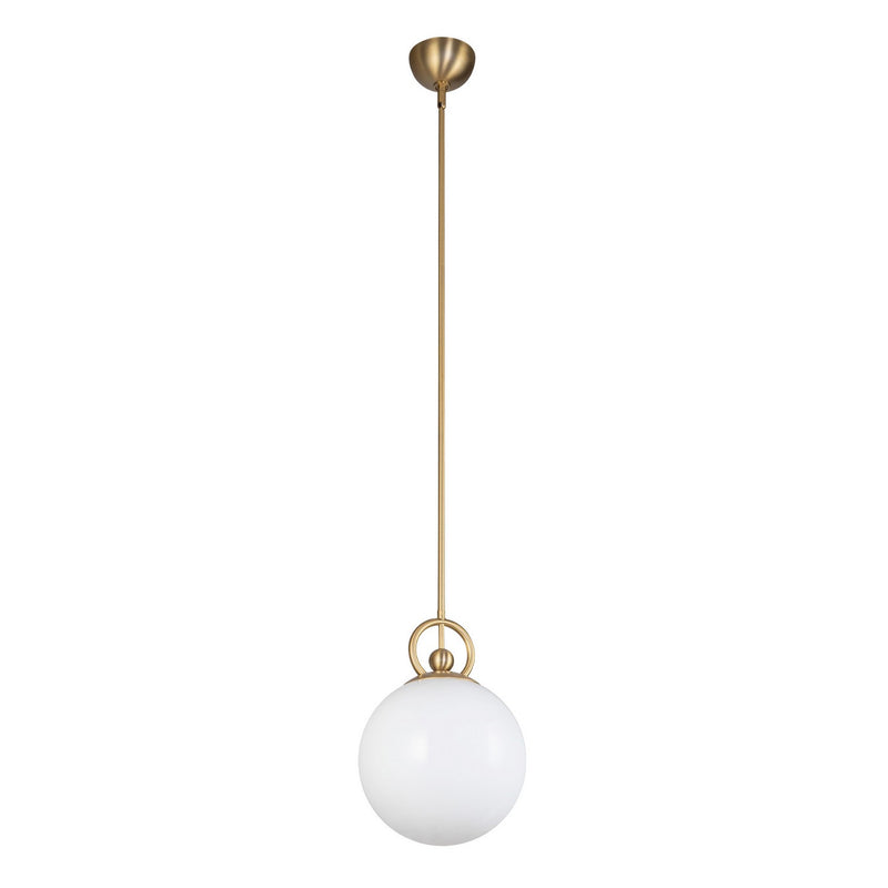 Alora PD407910BGGO One Light Pendant, Brushed Gold/Glossy Opal Glass