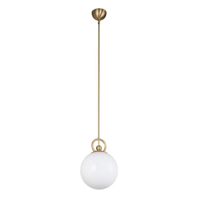 Alora PD407910BGGO One Light Pendant, Brushed Gold/Glossy Opal Glass
