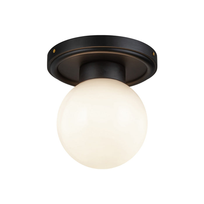 Alora SF407306MBGO One Light Semi-Flush Mount, Matte Black/Glossy Opal Glass