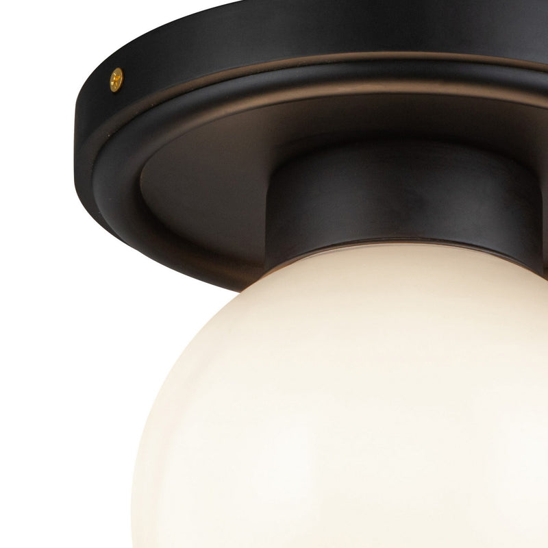 Alora SF407306MBGO One Light Semi-Flush Mount, Matte Black/Glossy Opal Glass