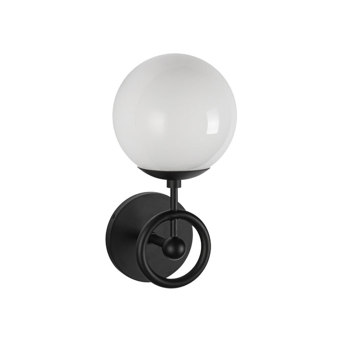 Alora WV407306MBGO One Light Wall Vanity, Matte Black/Glossy Opal Glass