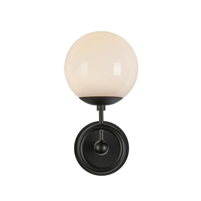 Alora WV407306MBGO One Light Wall Vanity, Matte Black/Glossy Opal Glass