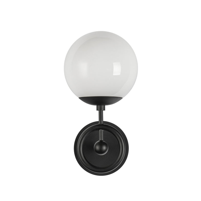 Alora WV407306MBGO One Light Wall Vanity, Matte Black/Glossy Opal Glass