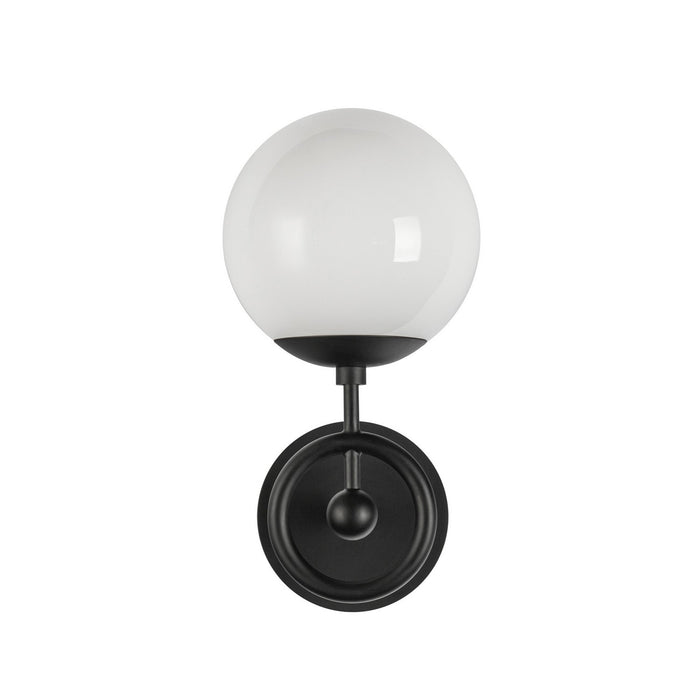 Alora WV407306MBGO One Light Wall Vanity, Matte Black/Glossy Opal Glass
