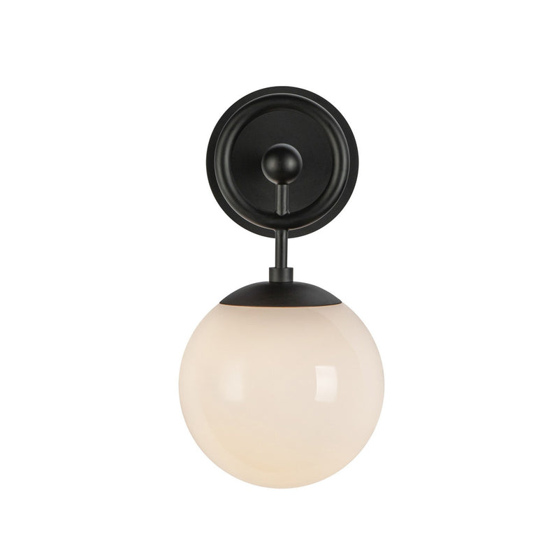 Alora WV407306MBGO One Light Wall Vanity, Matte Black/Glossy Opal Glass