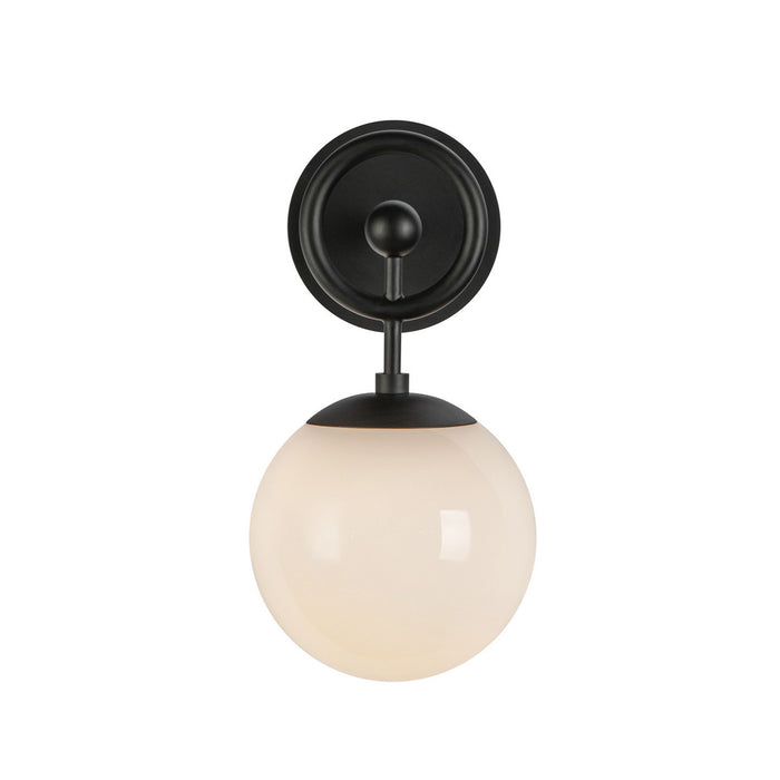Alora WV407306MBGO One Light Wall Vanity, Matte Black/Glossy Opal Glass