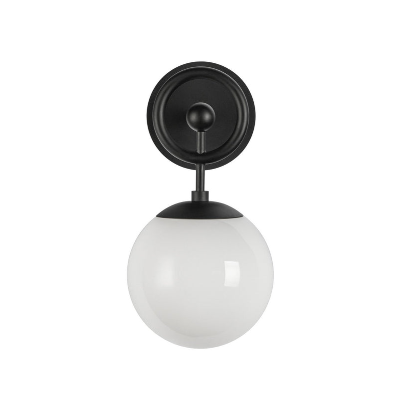 Alora WV407306MBGO One Light Wall Vanity, Matte Black/Glossy Opal Glass