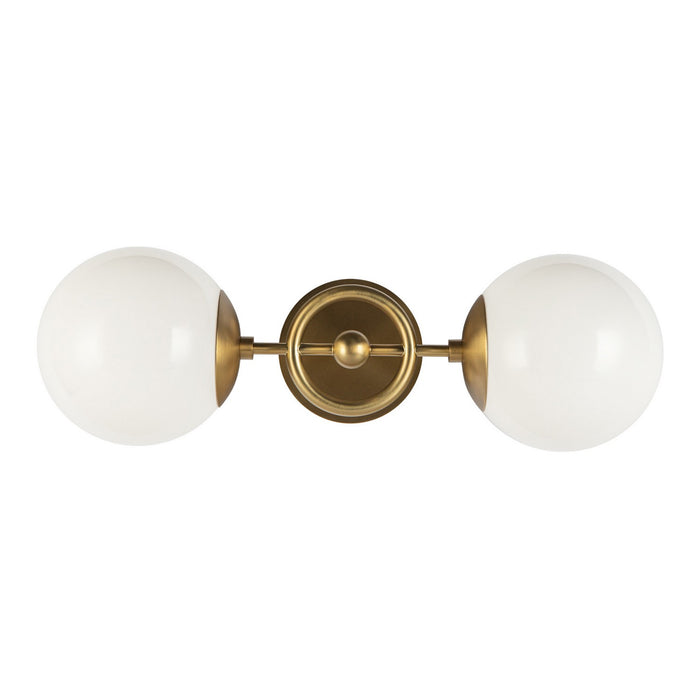 Alora WV407618BGGO Two Light Wall Vanity, Brushed Gold/Glossy Opal Glass