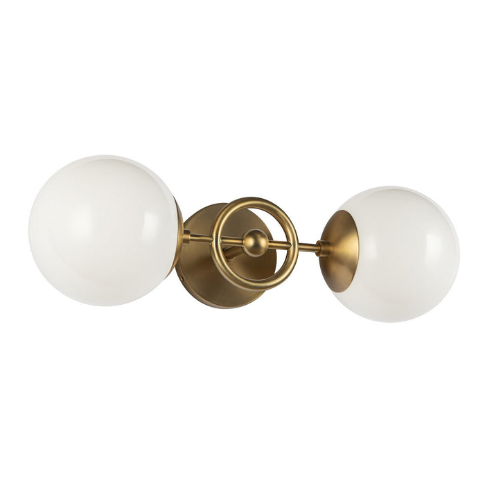 Alora WV407618BGGO Two Light Wall Vanity, Brushed Gold/Glossy Opal Glass