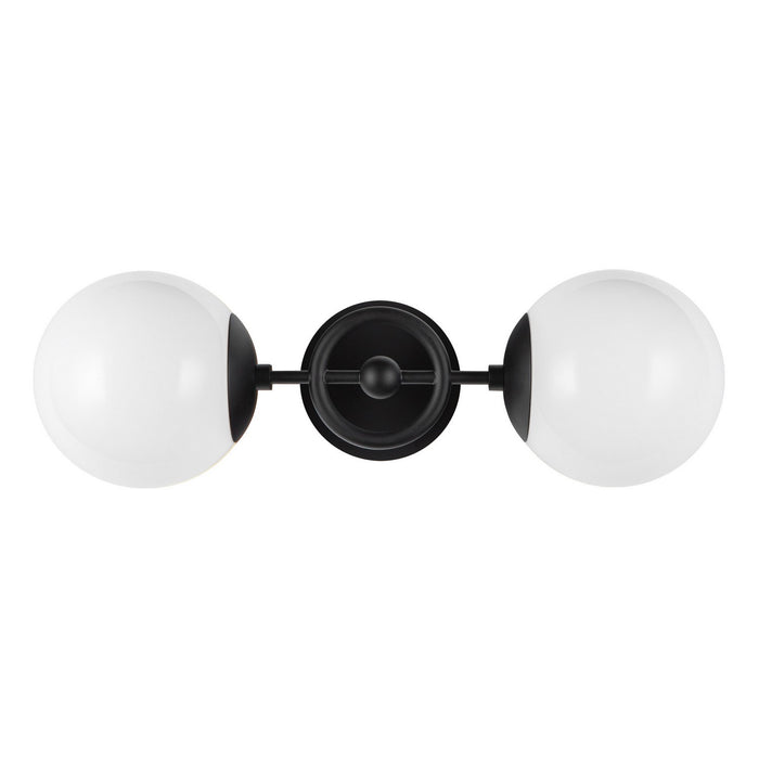 Alora WV407618MBGO Two Light Wall Vanity, Matte Black/Glossy Opal Glass