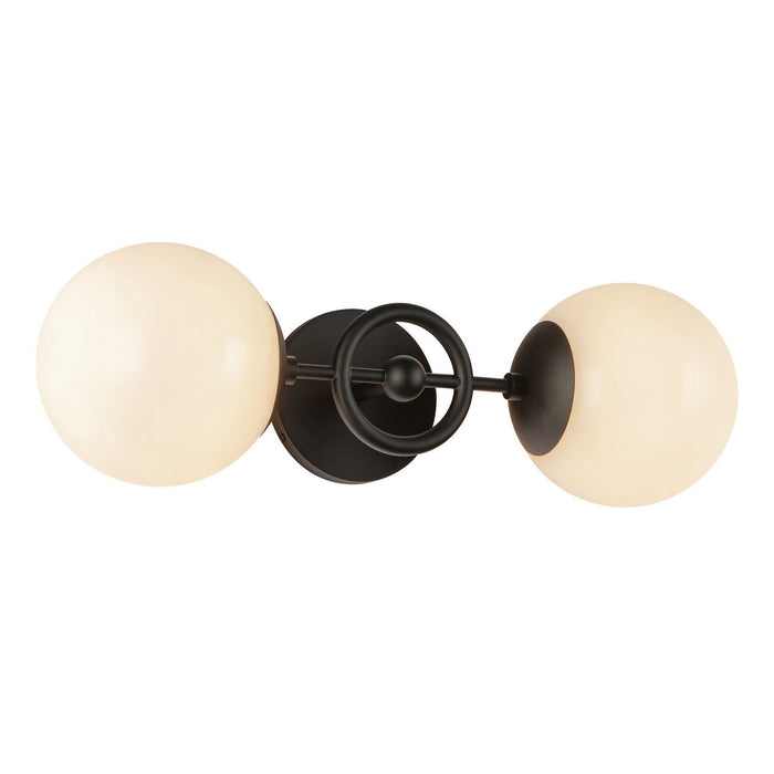 Alora WV407618MBGO Two Light Wall Vanity, Matte Black/Glossy Opal Glass