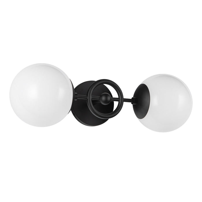 Alora WV407618MBGO Two Light Wall Vanity, Matte Black/Glossy Opal Glass