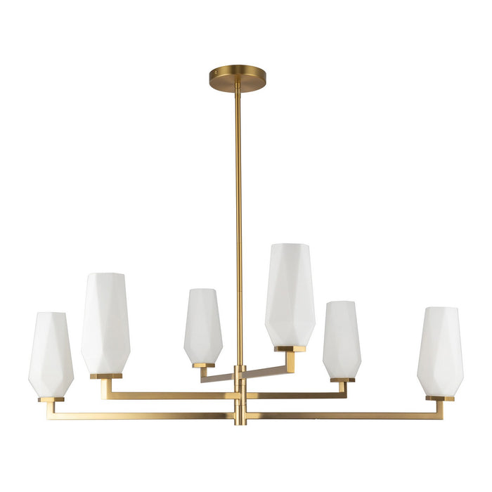 Alora CH424135BGOP Six Light Chandelier, Brushed Gold/Opal Glass