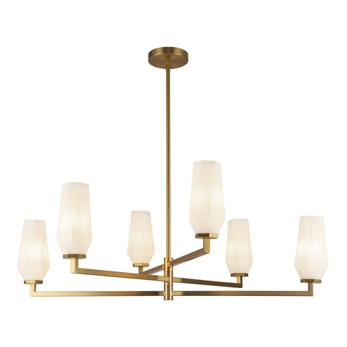 Alora CH424135BGOP Six Light Chandelier, Brushed Gold/Opal Glass