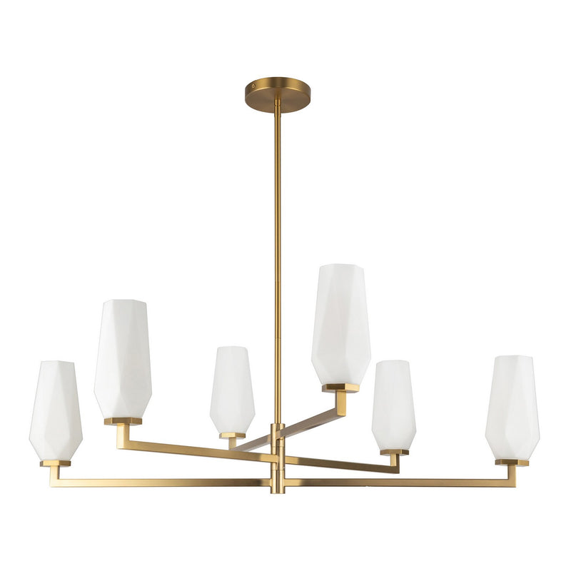 Alora CH424135BGOP Six Light Chandelier, Brushed Gold/Opal Glass