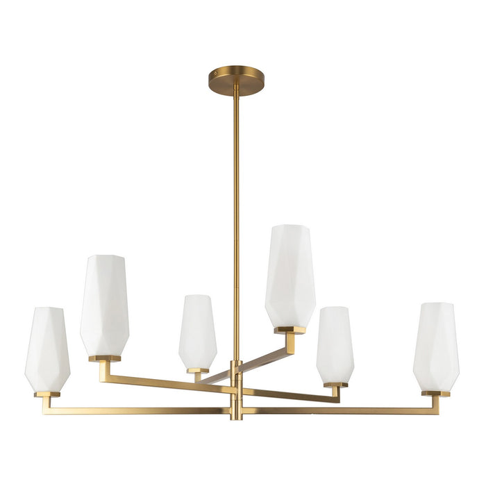 Alora CH424135BGOP Six Light Chandelier, Brushed Gold/Opal Glass