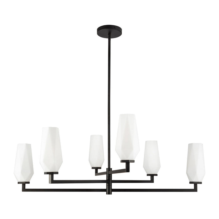 Alora CH424135MBOP Six Light Chandelier, Matte Black/Opal Glass