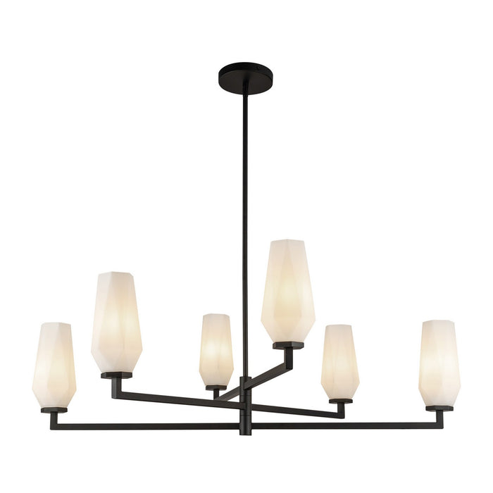 Alora CH424135MBOP Six Light Chandelier, Matte Black/Opal Glass