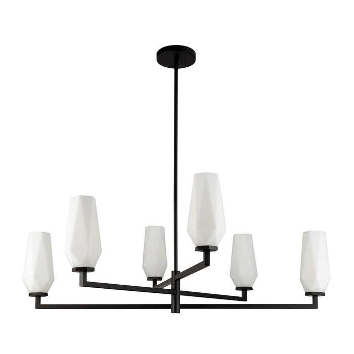 Alora CH424135MBOP Six Light Chandelier, Matte Black/Opal Glass