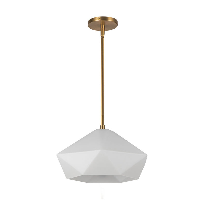 Alora PD424514BGOP One Light Pendant, Brushed Gold/Opal Glass