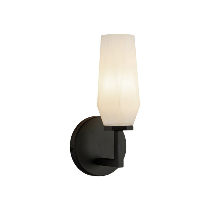 Alora WV424110MBOP One Light Wall Vanity, Matte Black/Opal Glass