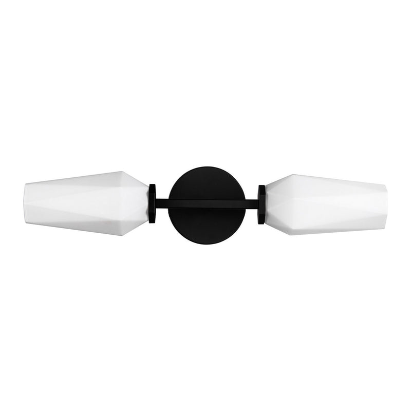 Alora WV424720MBOP Two Light Wall Vanity, Matte Black/Opal Glass