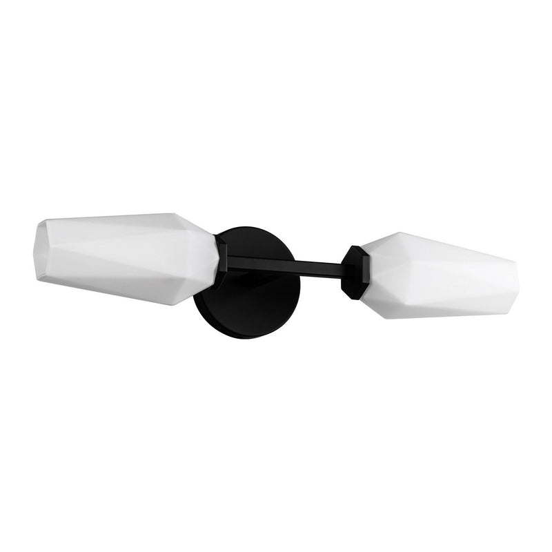 Alora WV424720MBOP Two Light Wall Vanity, Matte Black/Opal Glass