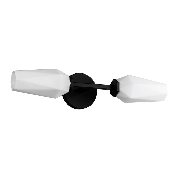 Alora WV424720MBOP Two Light Wall Vanity, Matte Black/Opal Glass