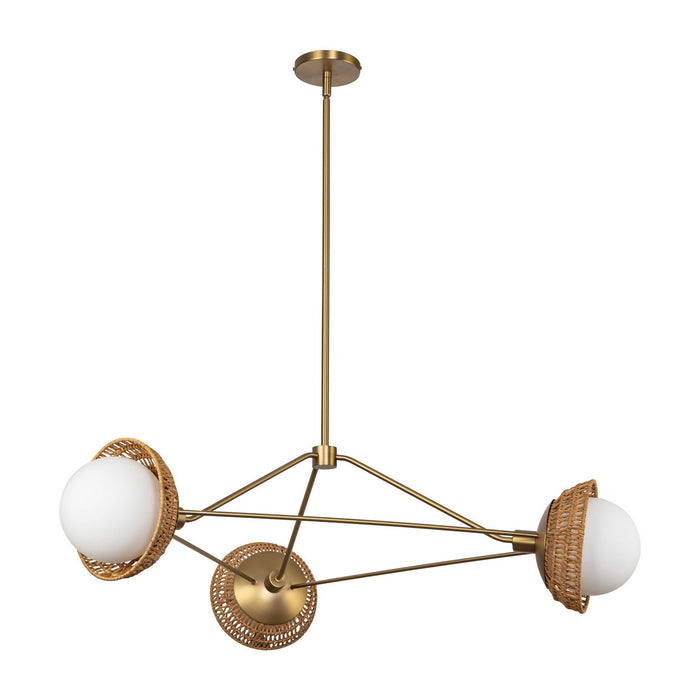 Alora CH490340BGOP Three Light Chandelier, Brushed Gold/Opal Glass