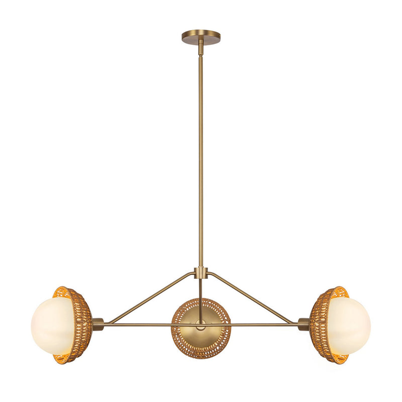 Alora CH490340BGOP Three Light Chandelier, Brushed Gold/Opal Glass
