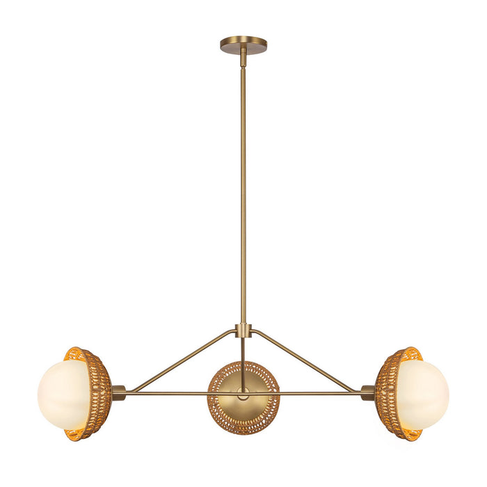 Alora CH490340BGOP Three Light Chandelier, Brushed Gold/Opal Glass