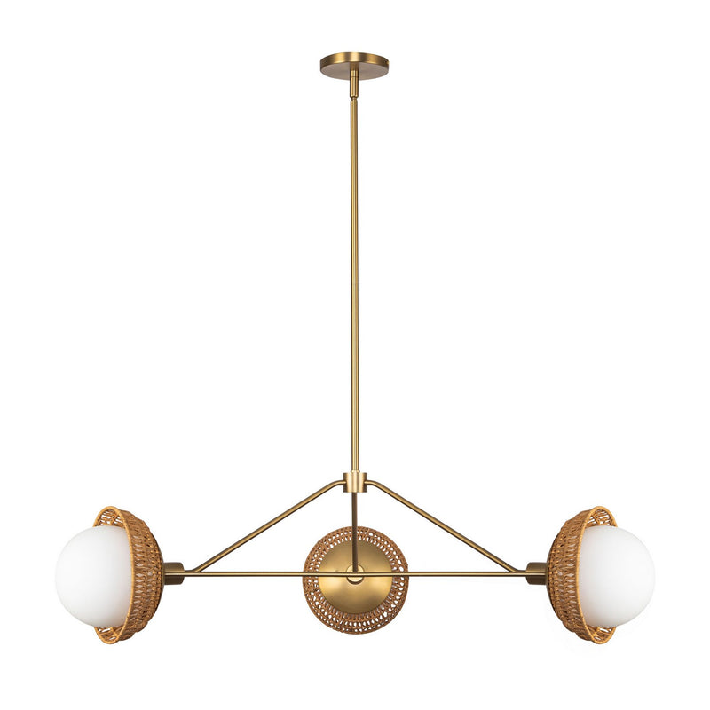 Alora CH490340BGOP Three Light Chandelier, Brushed Gold/Opal Glass