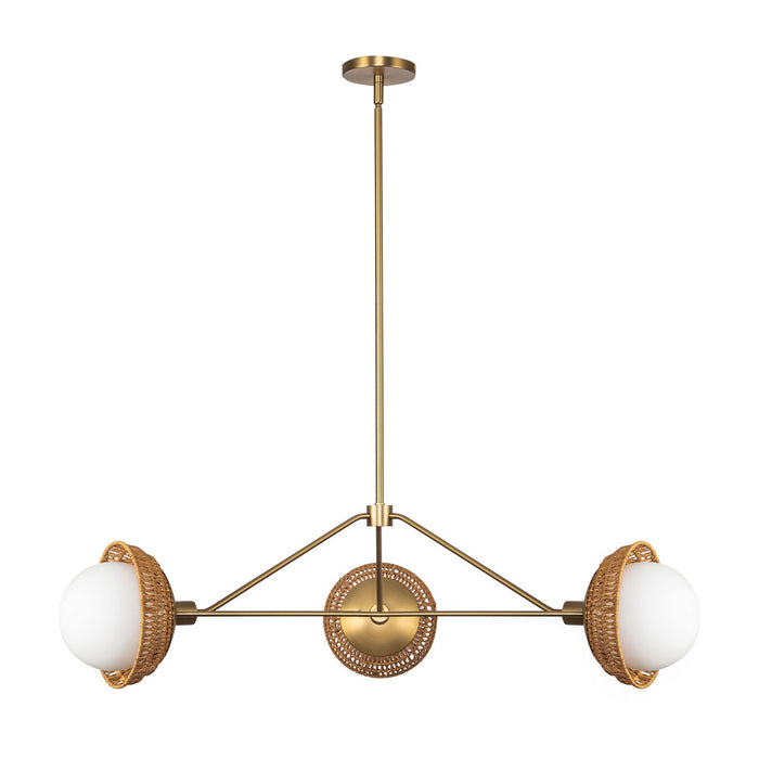 Alora CH490340BGOP Three Light Chandelier, Brushed Gold/Opal Glass