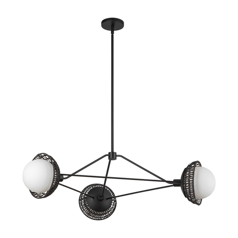 Alora CH490340MBOP Three Light Chandelier, Matte Black/Opal Glass