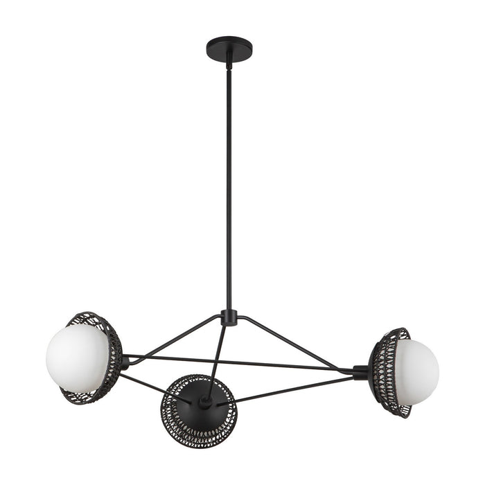 Alora CH490340MBOP Three Light Chandelier, Matte Black/Opal Glass