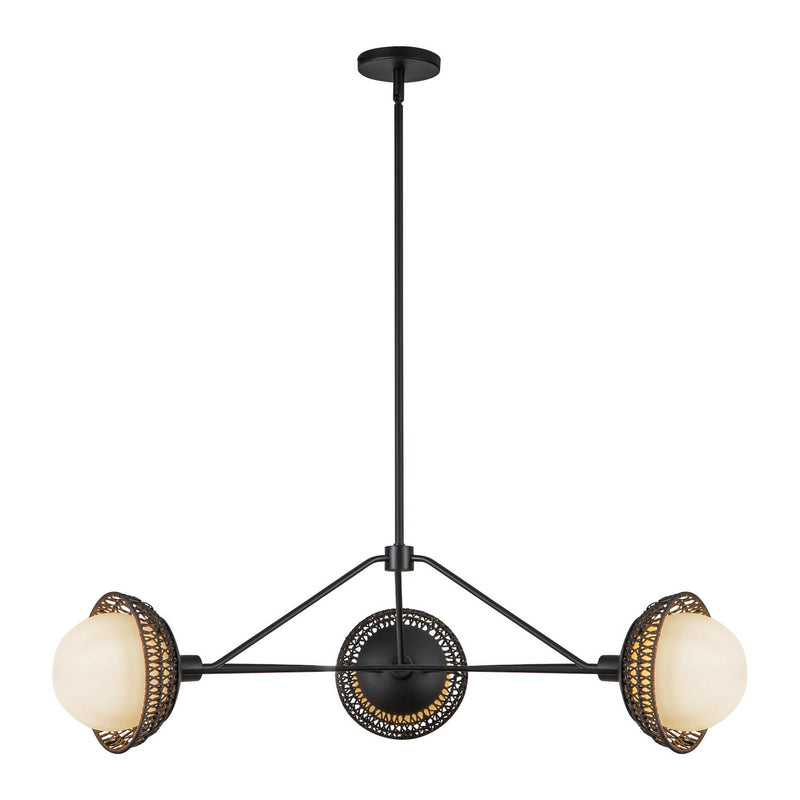 Alora CH490340MBOP Three Light Chandelier, Matte Black/Opal Glass