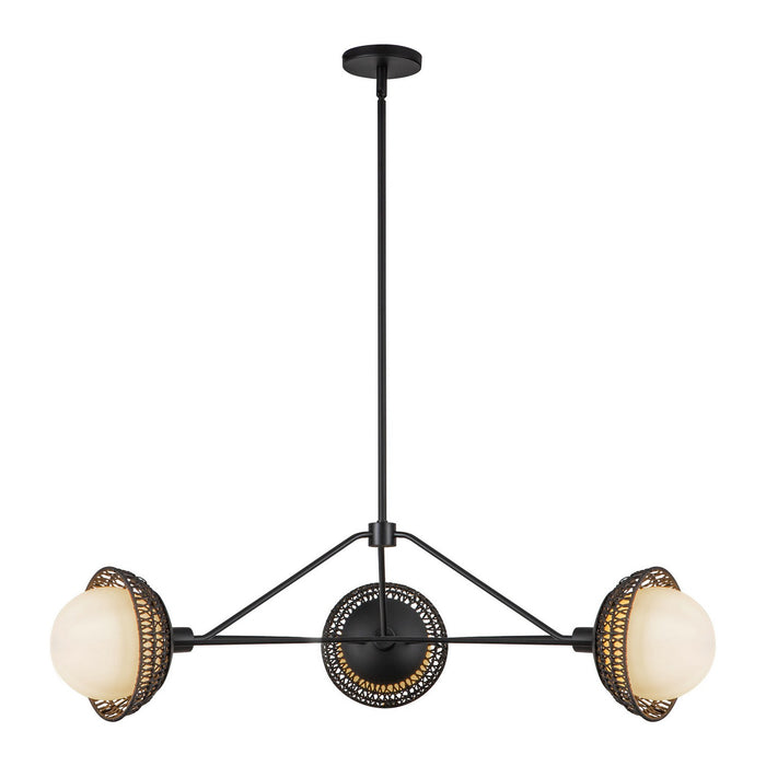 Alora CH490340MBOP Three Light Chandelier, Matte Black/Opal Glass