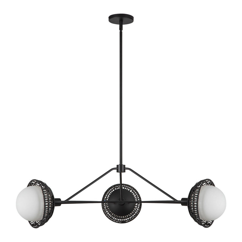 Alora CH490340MBOP Three Light Chandelier, Matte Black/Opal Glass