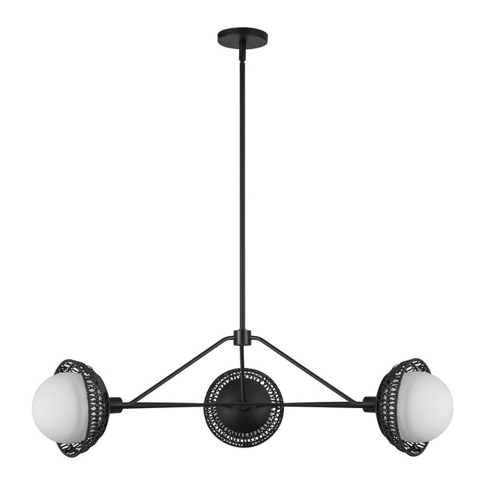 Alora CH490340MBOP Three Light Chandelier, Matte Black/Opal Glass