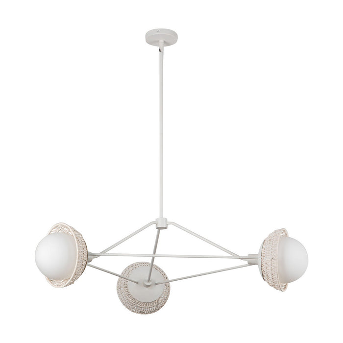 Alora CH490340WHOP Three Light Chandelier, White/Opal Glass